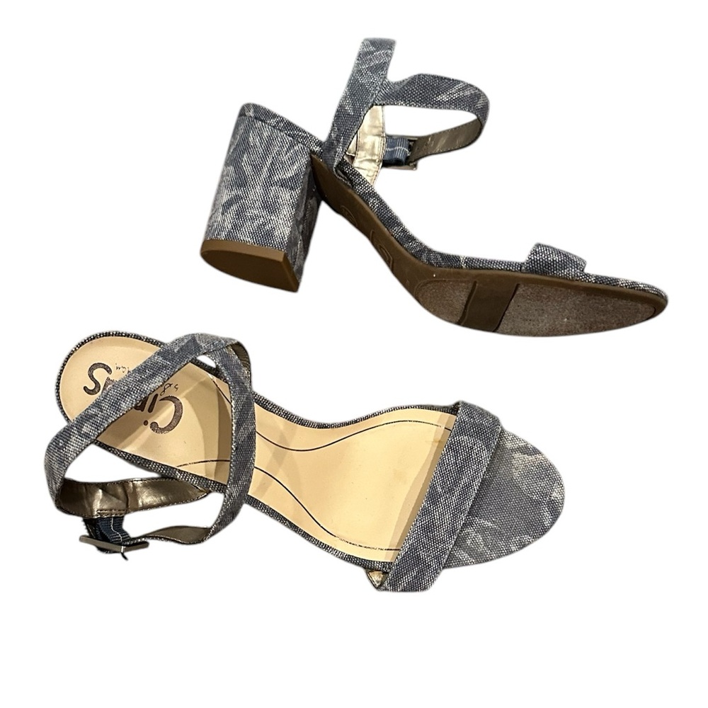 Circus Sam Edelman Ashton Heel Floral Denim Blue Block Heel Sandal Shoes 9